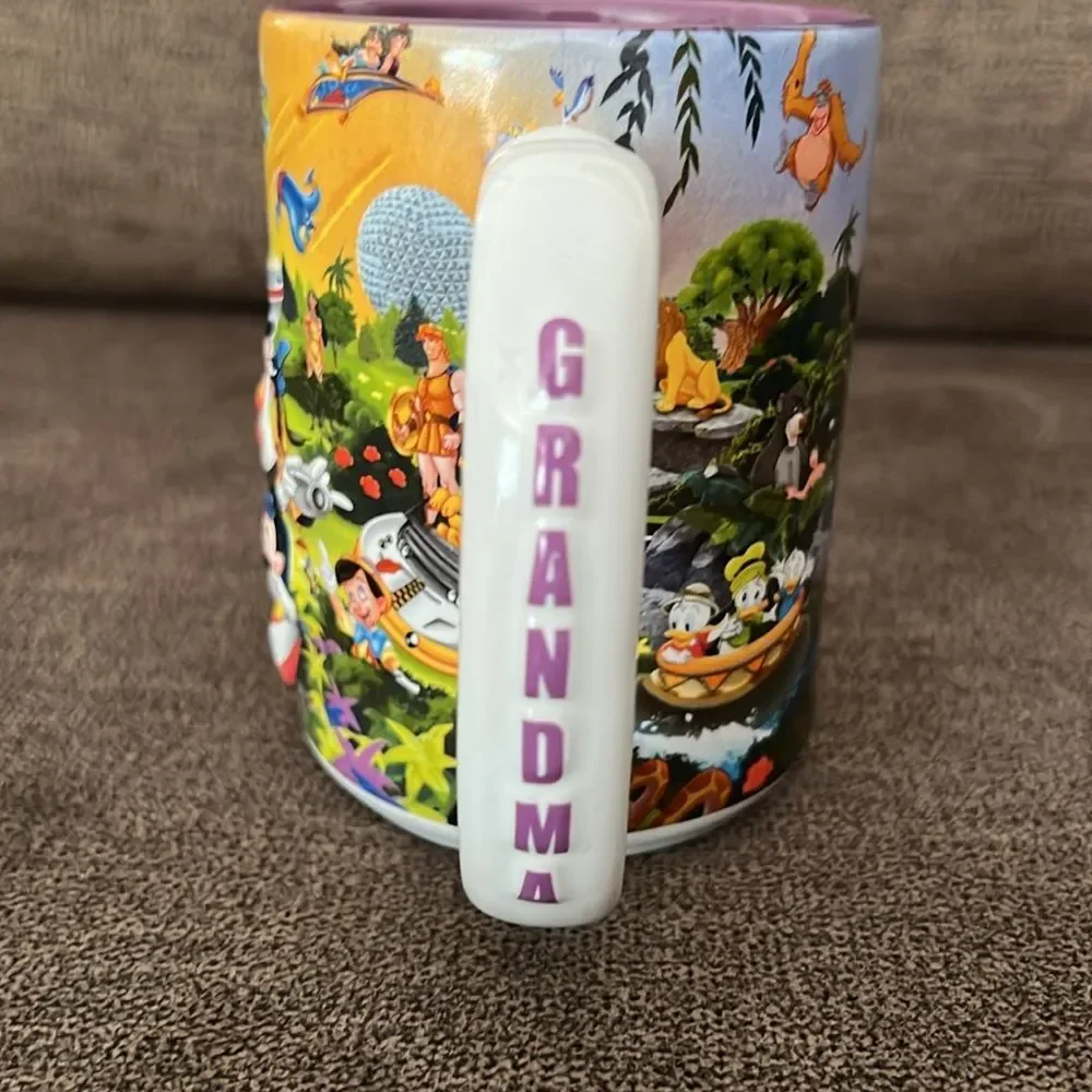 Walt Disney World 3D Four Parks One World Coffee Mug with GRANDMA Handle